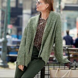 Cabi Travel Cardigan Sz M Heathered Green Chunky Preppy